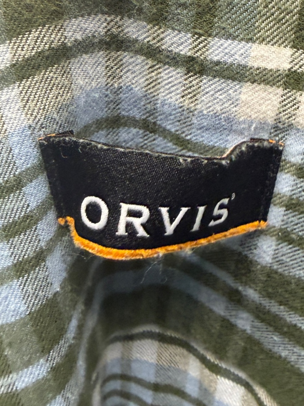 Orvis Flannel Shirt Men's large Green Plaid Long Sleeve Button Up - Picture 4 of 6